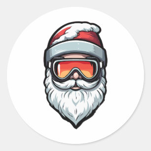 Sticker Rond Noël Amateurs de ski Noël Ski Joyeux Vacances San