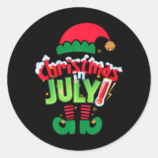 Sticker Rond Noël amusant en juillet Elf été Père Noël Noël