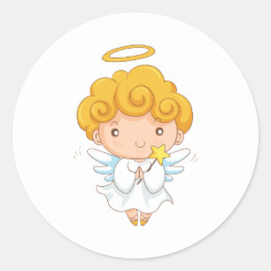 Sticker Rond Noël Angel à main mignonne