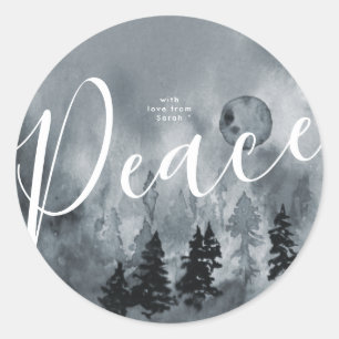 Sticker rond Noël Arbre à neige Aquarelle de la ma