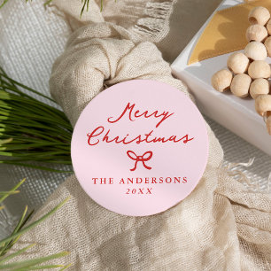 Sticker Rond Noël Arc-en-Ciel Rose Dessiné à la Main de Fantais