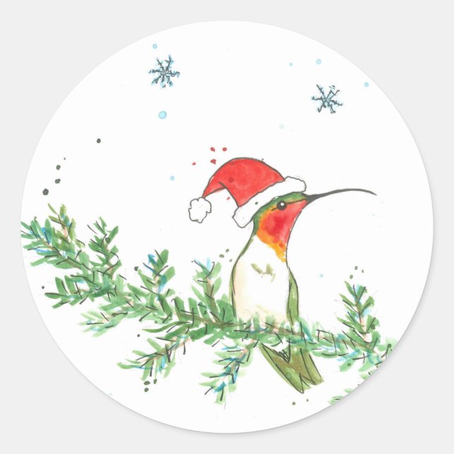 Sticker Rond Noël aux colibris (Devant)