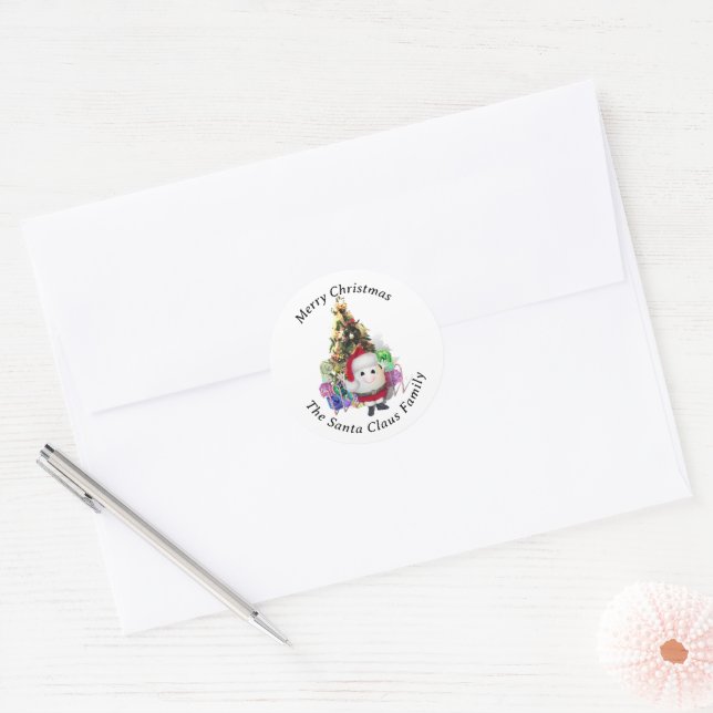 Sticker Rond Noël aux oeufs du Père Noël (Enveloppe)