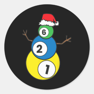 Sticker Rond Noël Billard Snowman Enfants Noël présent