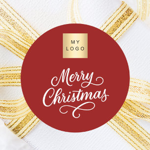 Sticker Rond Noël blanc rouge