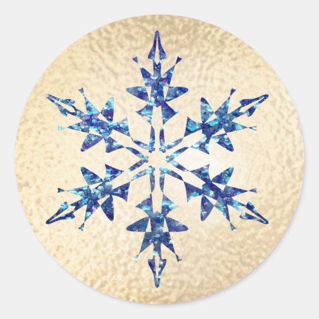 Sticker Rond Noël Blue Snowflake Sparkor (Devant)