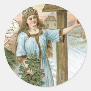 Sticker Rond Noël Bonjour Angel