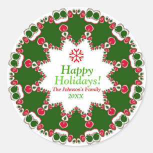 Sticker Rond Noël Bougie de lumière Dentelle fractale mandala
