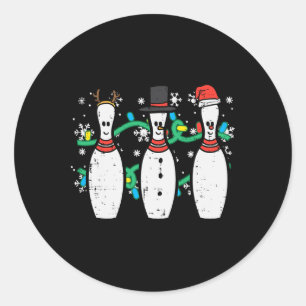 Sticker Rond Noël Bowling Funny Xmas Sports Bowler Hommes Femme