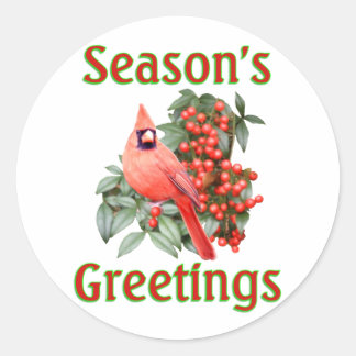 Sticker Rond Noël cardinal