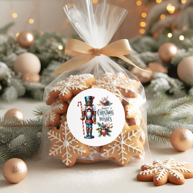 Sticker Rond Noël Casse-noisette Sucre de canne voeux de Noël (Créateur téléchargé)