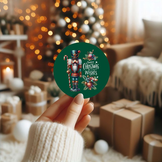 Sticker Rond Noël Casse-noisette Sucre de canne voeux de Noël (Créateur téléchargé)