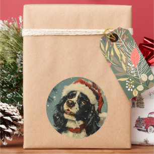 Sticker Rond Noël Cavalier King Charles Spaniel