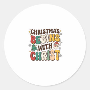 Sticker Rond Noël Commence Avec Le Christ Décoration De Sapin D