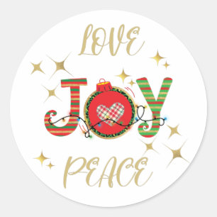 STICKER ROND NOËL CONCEPTION AMOUR JOIE PAIX AVEC NOËL LIG