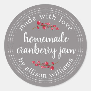 Sticker Rond Noël Confit Maison de Canneberges Flanelle Gris