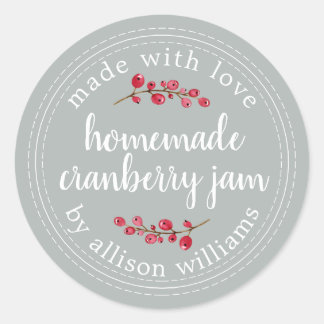 Sticker Rond Noël Confiture de canneberge maison Can Storm Grey