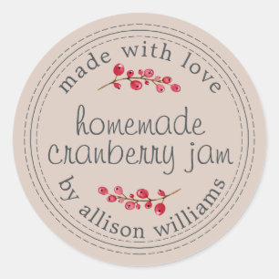 Sticker Rond Noël confiture de canneberge maison Pastel Purple