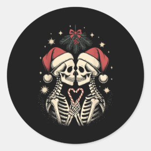 Sticker Rond Noël Correspondant Couple Gothique Humour Sombre S