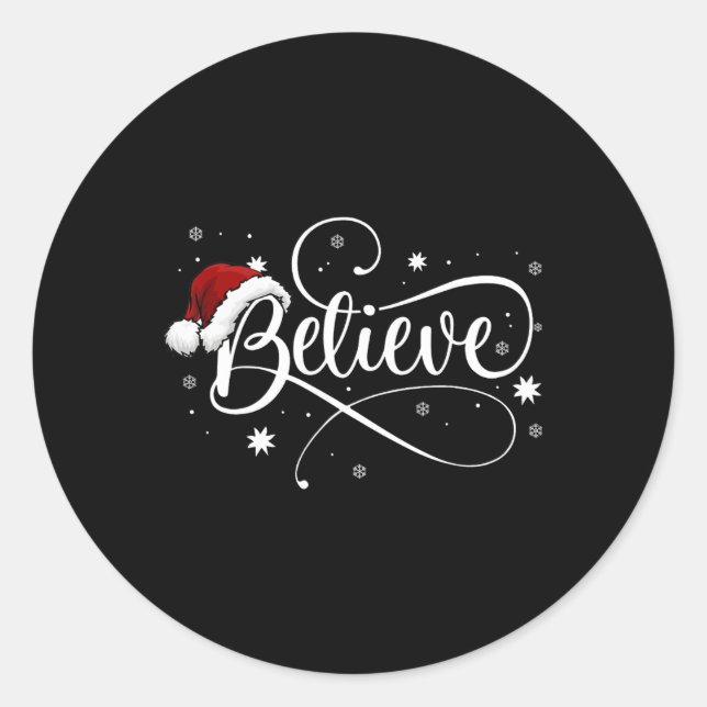 Sticker Rond Noël - Croire le Père Noël Croire Noël (Devant)