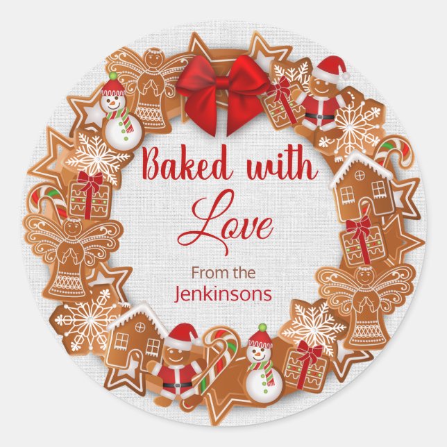Sticker Rond Noël - Cuit avec amour (Devant)