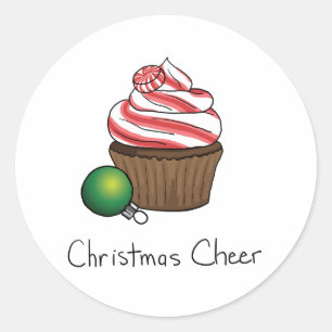 Sticker Rond Noël Cupcake