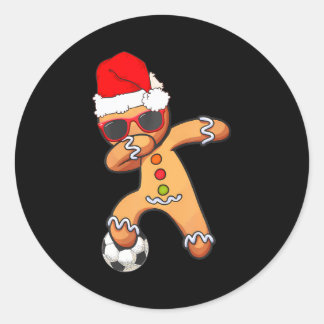 Sticker Rond Noël Dabbing Gingerbread Soccer Drôle Hommes