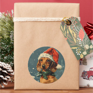 Sticker Rond Noël Dachshund