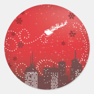 Sticker Rond Noël dans la ville personnalisable urbain