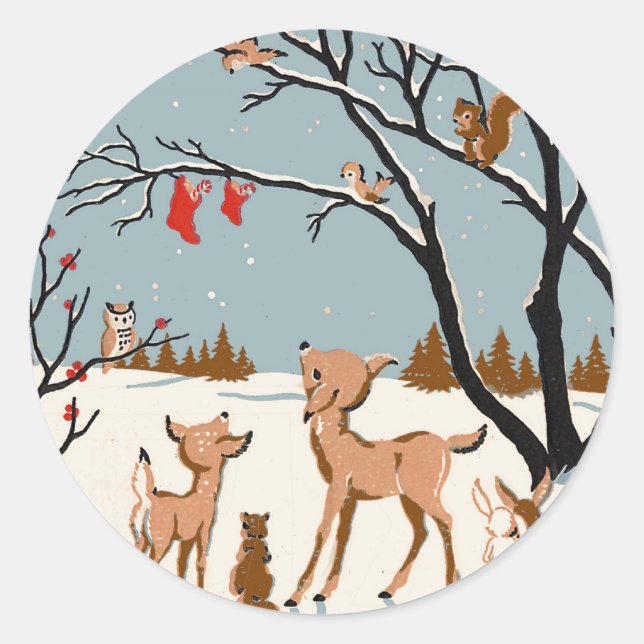 Sticker Rond Noël dans les bois (Devant)