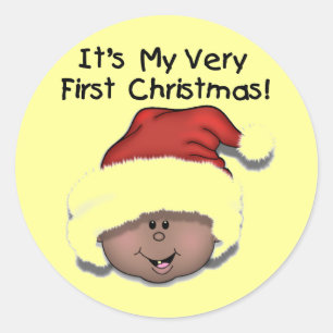 Sticker Rond Noël de bébé d'Afro-américain ęr