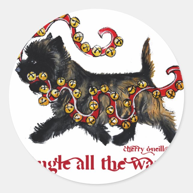 Sticker Rond Noël de cairn de tintement (Devant)