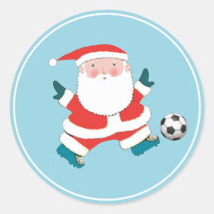 Sticker Rond Noël de football Père Noël