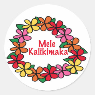 Sticker Rond Noël de Hawaïen de Lei