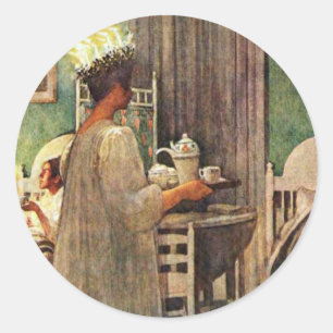 Sticker Rond Noël de jour de Carl Larsson St Lucia en Suède