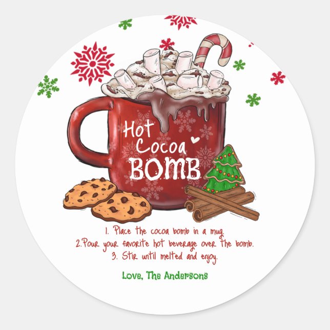 Sticker Rond Noël de la bombe de cacao chaud (Devant)