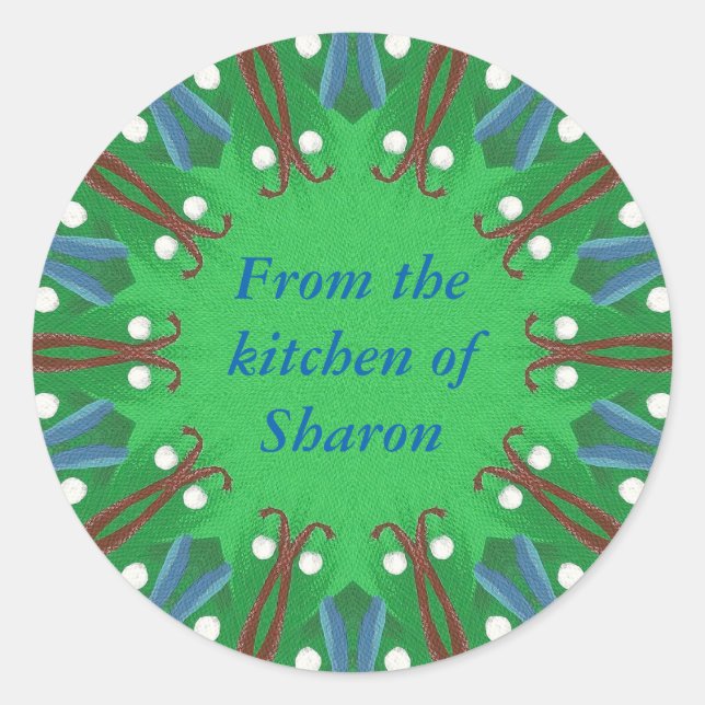 Sticker Rond Noël de la cuisine de l'autocollant personnalisé (Devant)