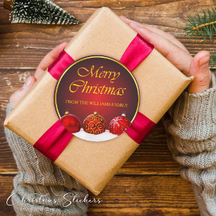 Sticker Rond Noël de la Holly Rouge et de l'Or