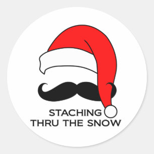 Sticker Rond Noël de la Moustache - Entrer dans la neige