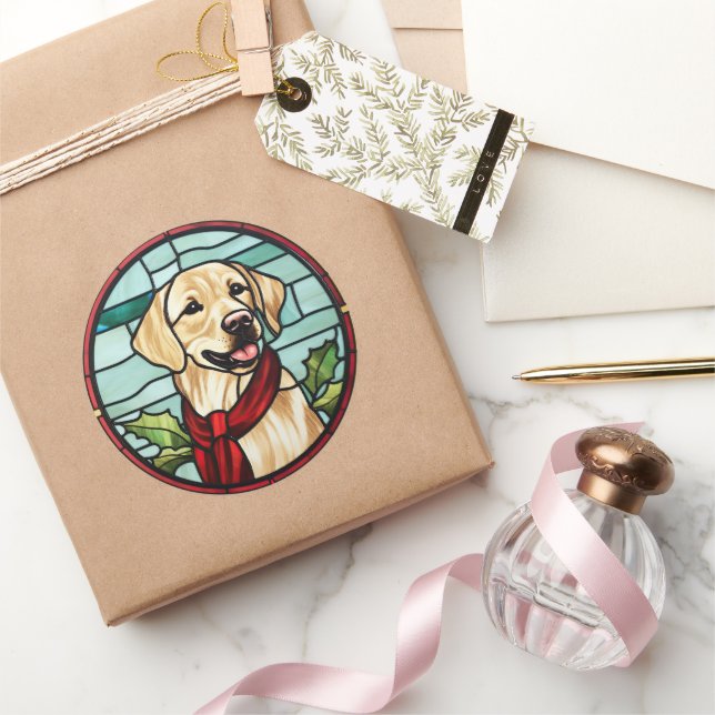 Sticker Rond Noël de la vitre du Labrador (Cadeaux)