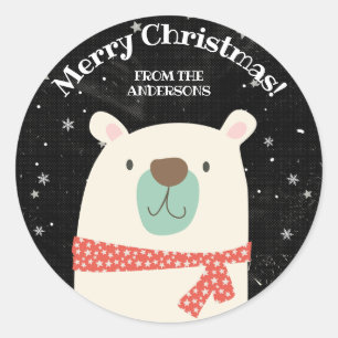 Sticker Rond Noël de l'ours polaire personnalisé
