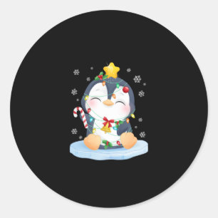 Sticker Rond Noël de manchot Joyeux Noël