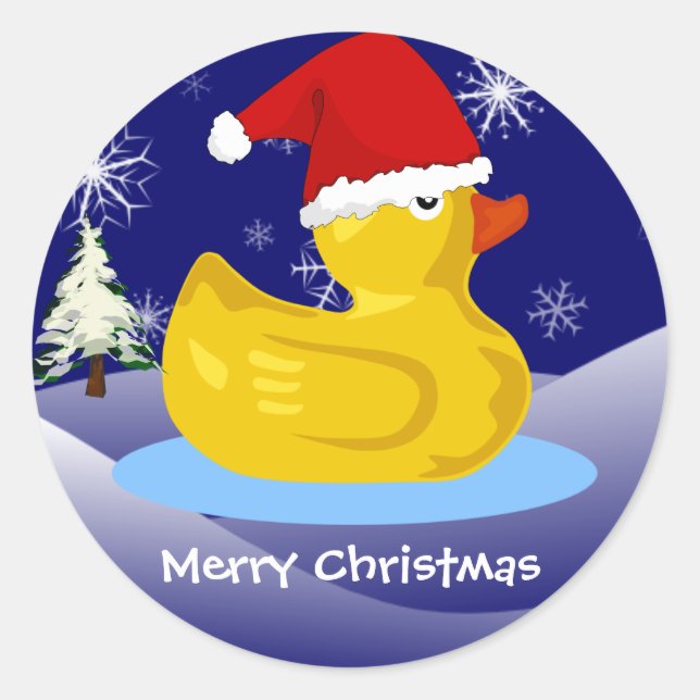 Sticker Rond Noël de Rubber Ducky (Devant)