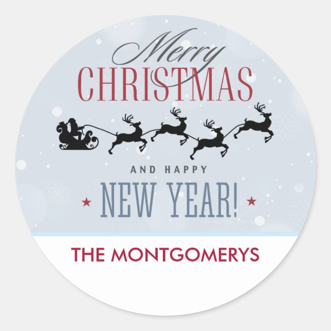 Sticker Rond Noël de Santa and his Flying (Devant)