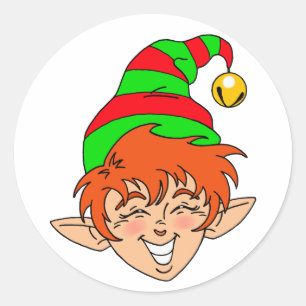 Sticker Rond Noël de sourire Elf