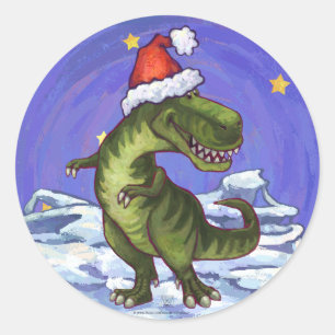 Sticker Rond Noël de Tyrannosaurus