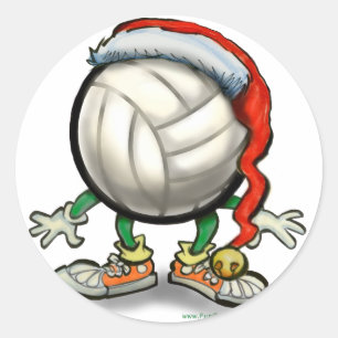 Sticker Rond Noël de volley-ball