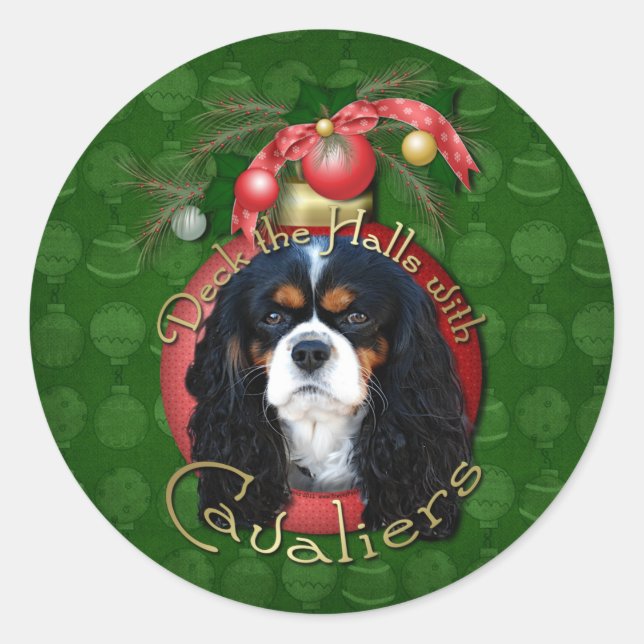 Sticker Rond Noël - Deck the Halls - Cavaliers - Tri-Color (Devant)