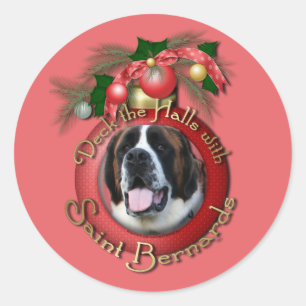 Sticker Rond Noël - Deck the Halls - Saint Bernards - Mae