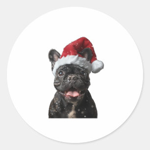Sticker Rond Noël des Bulldog français